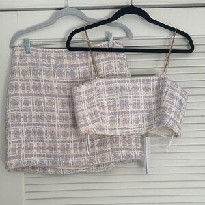 House of Harlow 1960 Purple and Cream Mini Skirt